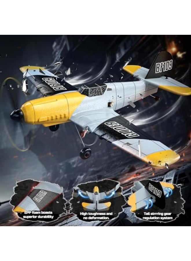 RC Plane, 3 Channel BF-109 Remote Control Airplane Fighter Toys, RC Glider Toy, 2.4GHz 6-axis Gyro Stabilizer RTF Glider Aircraft Plane with 2 Batteries, Outdoor Hobby WWII Toy Gift, Easy to Fly  - Image 5