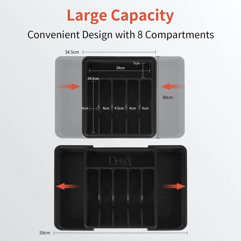 DRIXTY Anudas Expandable Cutlery Tray Plastic Drawer Holder To Store Organize Spoons Toiletries For Home Kitchen,Bed,Multipurpose Cutlery Organizer Tray/Store Plate For Modular Kitchen-Utensils (A) - Image 3