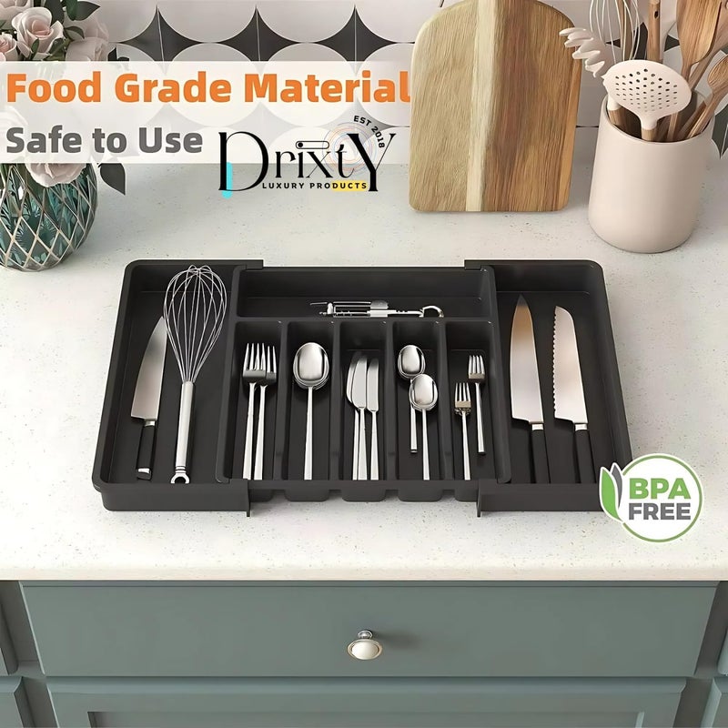 DRIXTY Anudas Expandable Cutlery Tray Plastic Drawer Holder To Store Organize Spoons Toiletries For Home Kitchen,Bed,Multipurpose Cutlery Organizer Tray/Store Plate For Modular Kitchen-Utensils (A) - Image 5