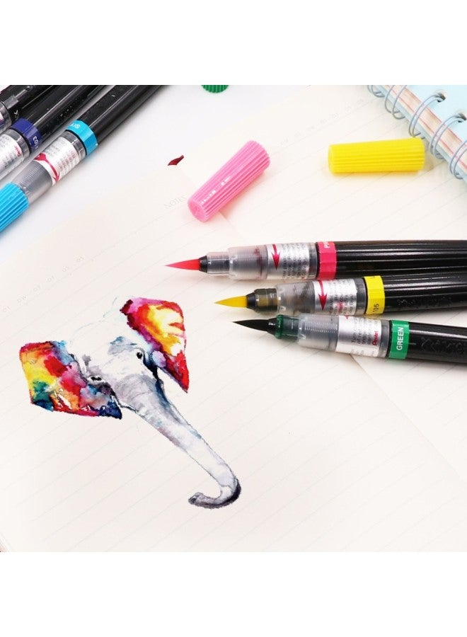 Pentel Xgfl Small Regular Script Practice Soft Brush Calligraphy Pen, Portable Colorful Painting Hand Account Hand-Painted Replaceable Ink Cartridge, Orange Yellow - Image 2