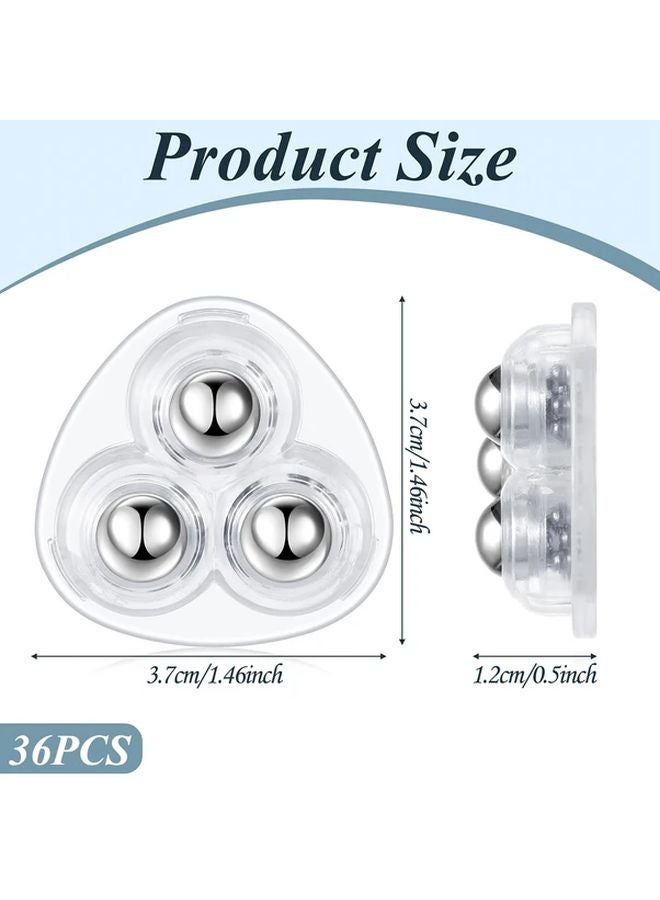 36 Pack Transparent Ball Casters 360 Degree Rotating Self Adhesive ABS with Steel Balls for Furniture Storage Box - Image 3