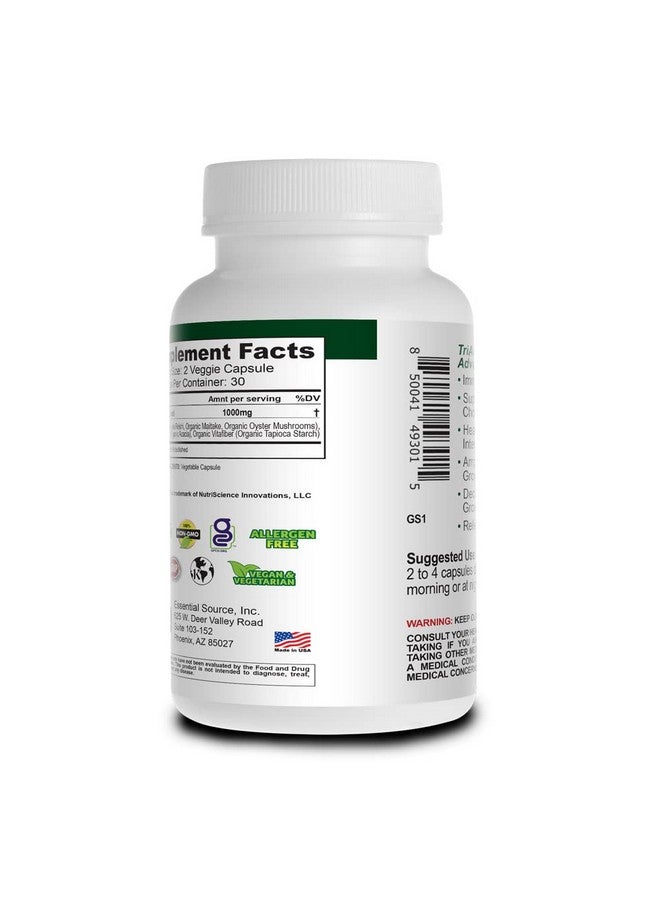 Essential Source Triactive Prebiotics Capsules - Organic Tricelium Mushroom Blend, Pure Acacia, VitaFiber Prebiotic Supplement - Natural, Vegan, Non-GMO Prebiotics For Women & Men - 60 Veggie Capsules - Image 3