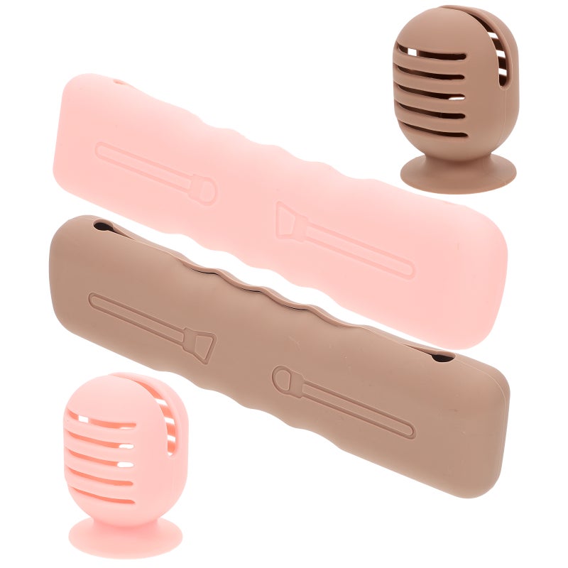 4pcs Silicone Makeup Brush Holder Makeup Sponge Holder Travel Makeup Tool Organizer - Image 1