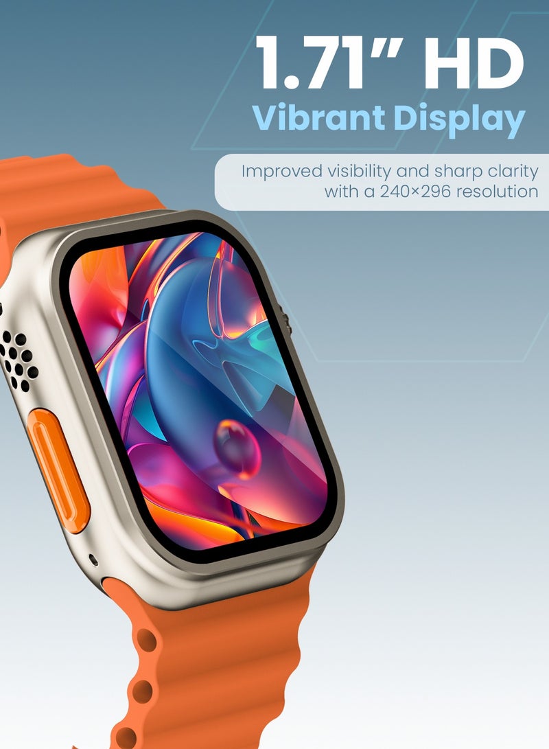 Moxedo Lexor Smart Watch for Android & iOS with 1.71" Super HD AMOLED Display Wireless Charging, Bluetooth Calling, Chat GPT, 100+ Sports Modes, Fitness & Health Tracker, IP67 Waterproof (Orange) - Image 3