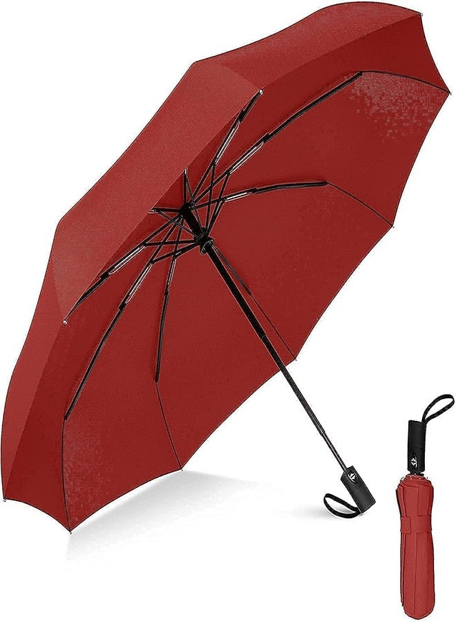 GLITZEN Portable Travel Umbrella - Umbrellas for Rain Windproof, Strong Compact & Easy Auto Open/Close for Single Use Umbrella for Wind and Rain, Perfect Car Umbrella for Men & Women (RED) - Image 1