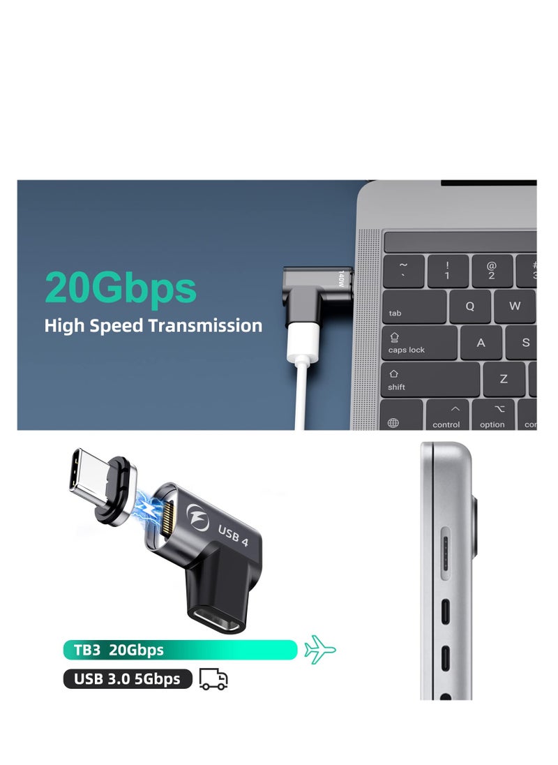 SYOSI - 140W USB C Magnetic Adapter 2Pack, 24Pins Right Angle 90 Degree USB C Adapter with USB4 20Gbps 8K 60Hz Video for Thunderbolt 3 MacBook Pro/Air, Tablet, Laptop, Mobile Phone and More Type C Devices - Image 1