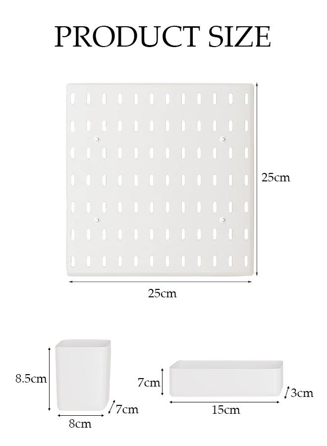 DUNISO مجموعة لوحات تثبيت الحائط، لوحة عرض مثبتة على الحائط، مجموعة لوحات مثبتة على الحائط مع 3 لوحات و 36 ملحق، قابلة للفصل بحرية، لتخزين الحائط، وإنهاء الفنون والحرف، وعرض زخرفي، أبيض - Image 2