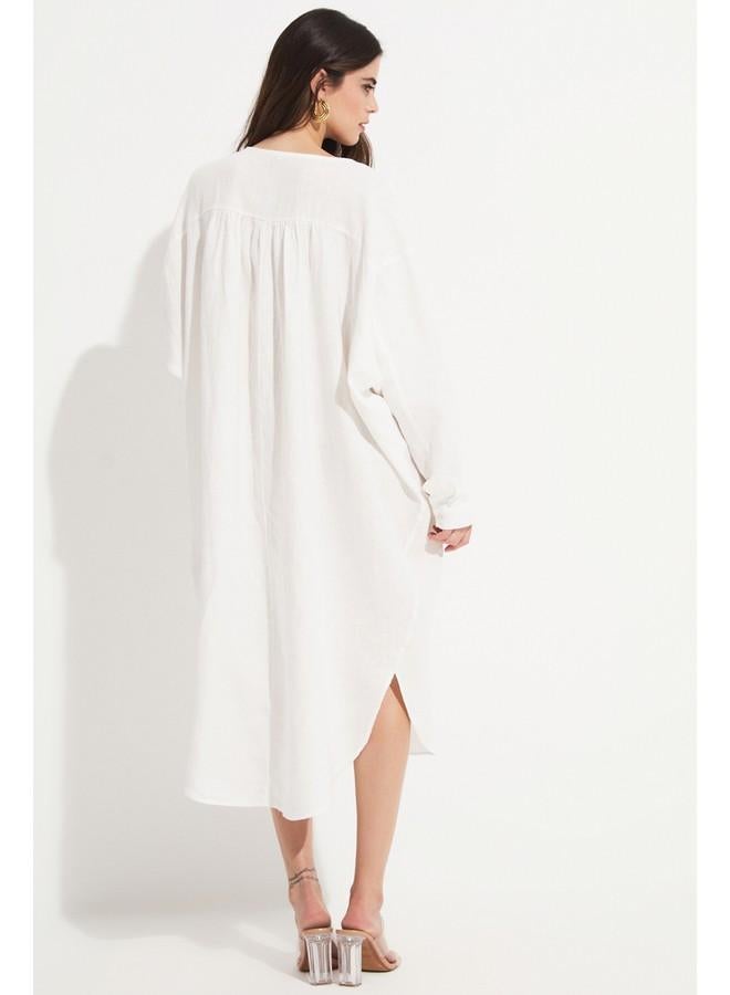 جون فستان كتان واسع - Image 4