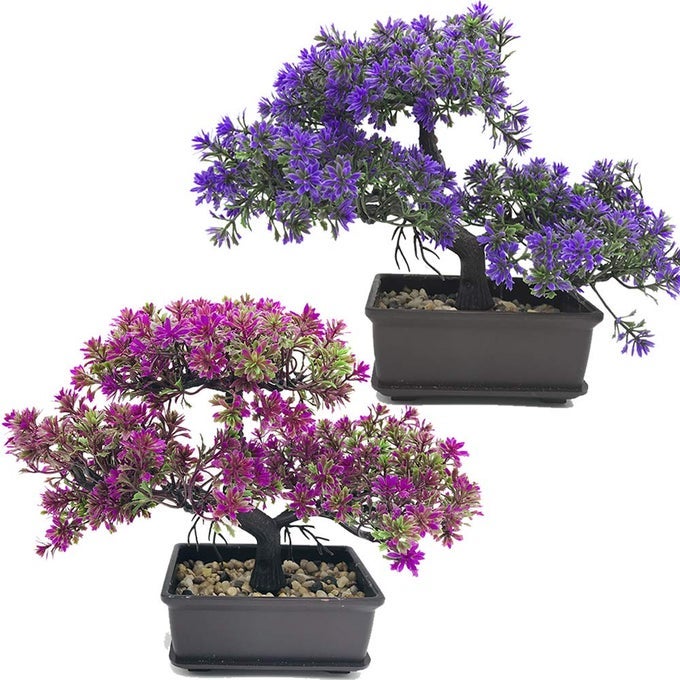 ARTIFICIAL BONSAI TREE FAKE PLANT IN POT ARTIFICIAL PLANTSJAPANESE PINE BONSAI PLANT FOR HOME DECORATIONOFFICEWINDOWSILLYARDDESKTOP DISPLAYTREES INDOOR ZEN GARDEN DCOR 2 COLOR SET