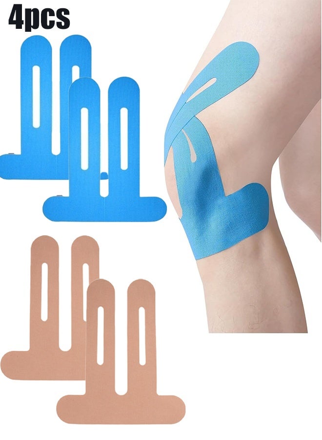 KANGLI 4 Pcs Precut Kinesiology Tape for Knees, Knee Support & Stability, Knee Pain Relief Athletic Tape - Waterproof & Elastic, Breathable Hypoallergenic  Tape - Image 1