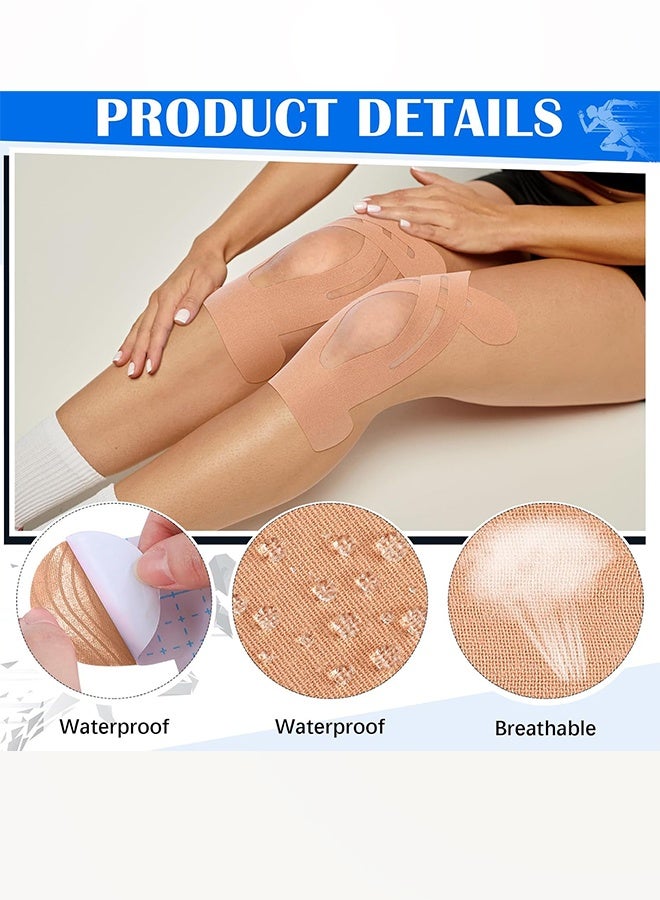 KANGLI 4 Pcs Precut Kinesiology Tape for Knees, Knee Support & Stability, Knee Pain Relief Athletic Tape - Waterproof & Elastic, Breathable Hypoallergenic  Tape - Image 5