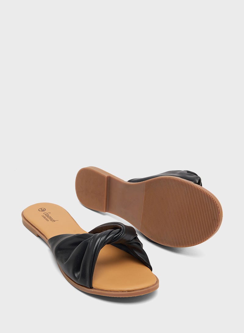 Savannah Collection Knot Strap Flat Sandal  - Image 3