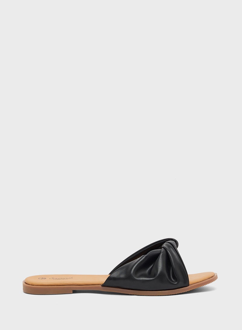 Savannah Collection Knot Strap Flat Sandal  - Image 1