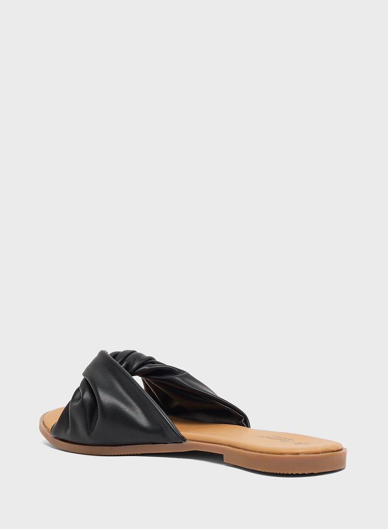 Savannah Collection Knot Strap Flat Sandal  - Image 2