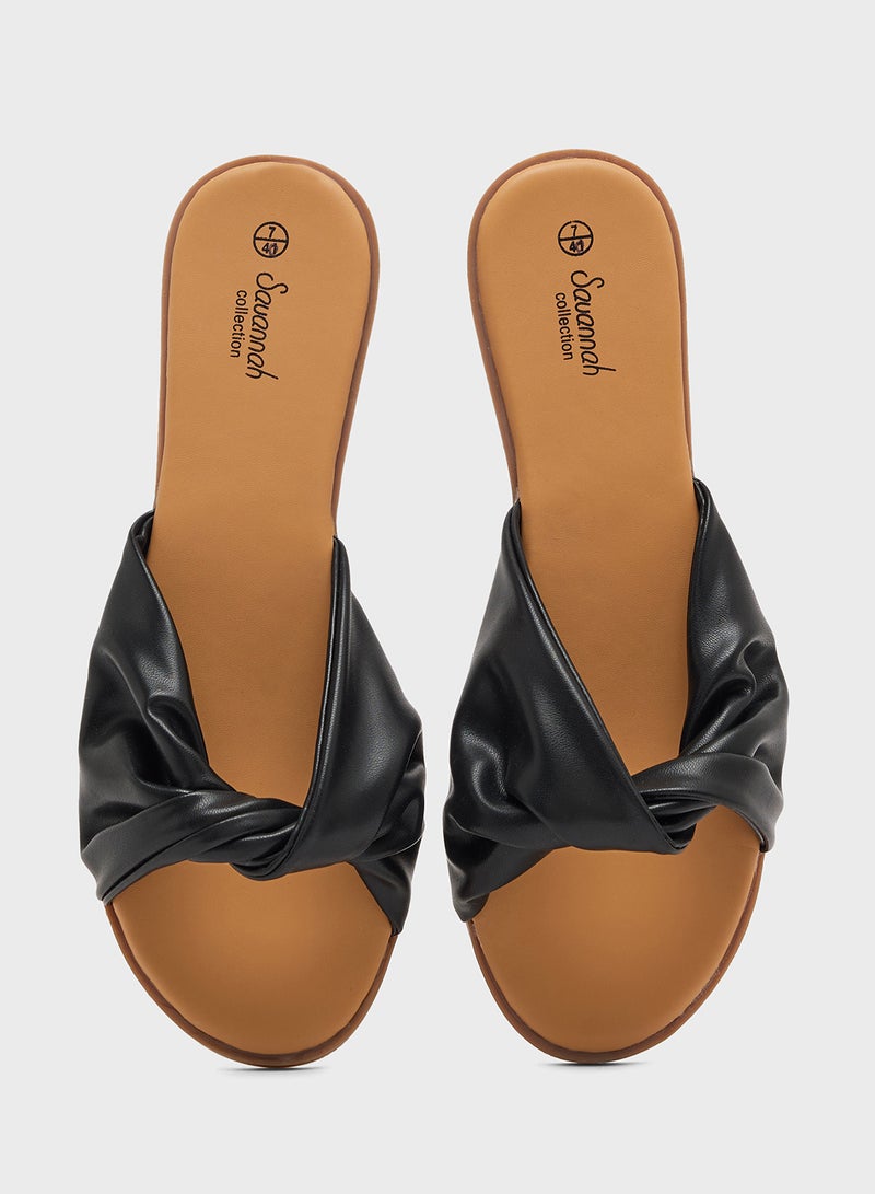 Savannah Collection Knot Strap Flat Sandal  - Image 4