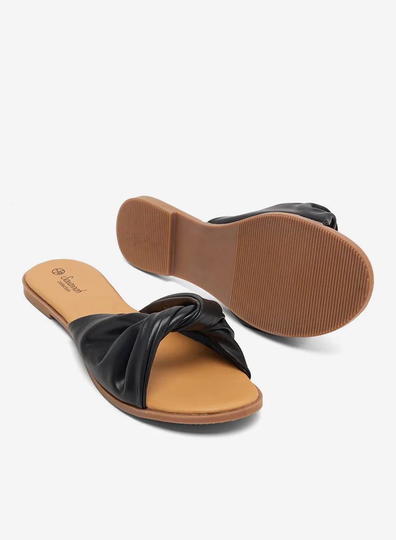 Savannah Collection black Knot Strap Flat Sandal for Women | Best Price UAE