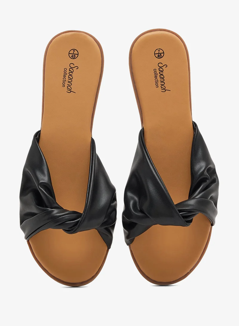 Savannah Collection black Knot Strap Flat Sandal for Women | Best Price UAE