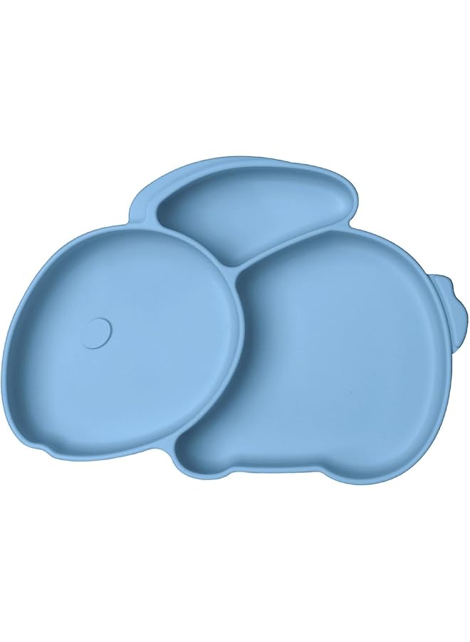 KASTWAVE Divided Silicone Plate For Babies Toddler Plates With Suction Rabbit Shape Divided Plates For Baby Led Weaning Supplies Kids Non Slip Plates And Utensils Blue - Image 1
