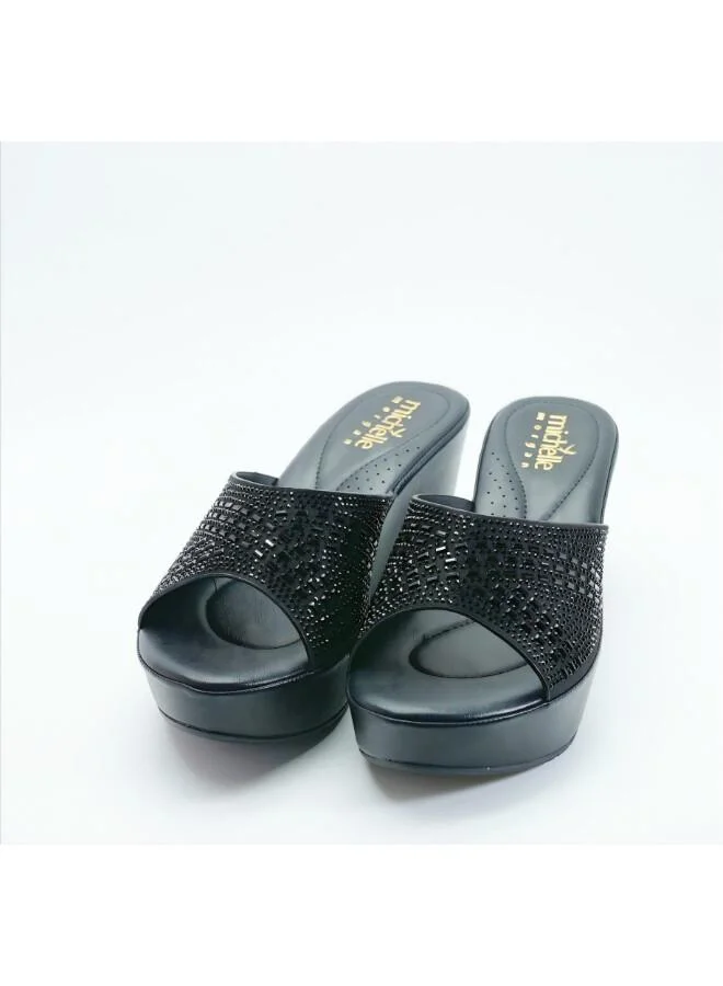 ميشيل مورجان 092-3130 Michelle Morgan Elegant Wedge Mules 514RJ33C Black
