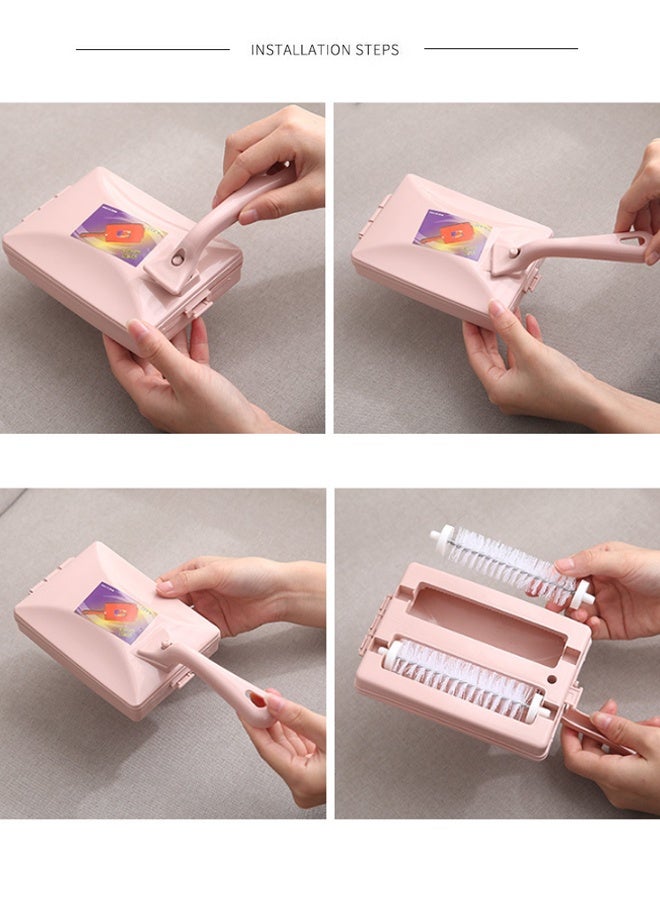 HOMESTAR Portable Hand Twin Roller Type Dusting Brush, Cleaning Brush, Carpet Clean,For sofa ,Bed,Blanket,Carpet Remove Dusting - Pink ﻿ - Image 3