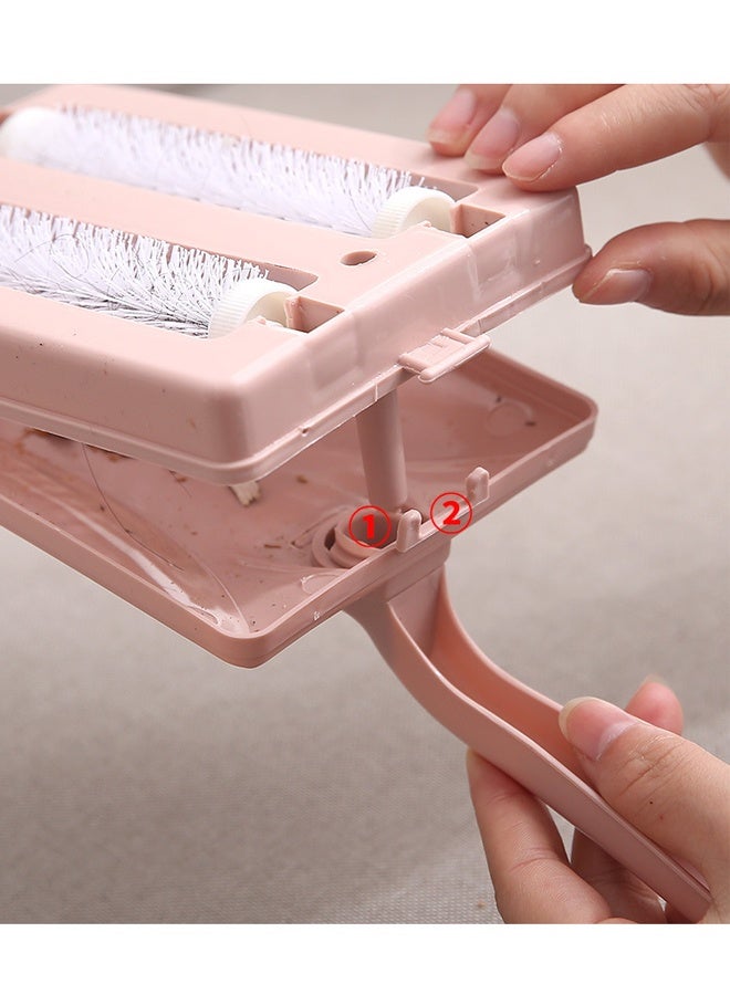 HOMESTAR Portable Hand Twin Roller Type Dusting Brush, Cleaning Brush, Carpet Clean,For sofa ,Bed,Blanket,Carpet Remove Dusting - Pink ﻿ - Image 4