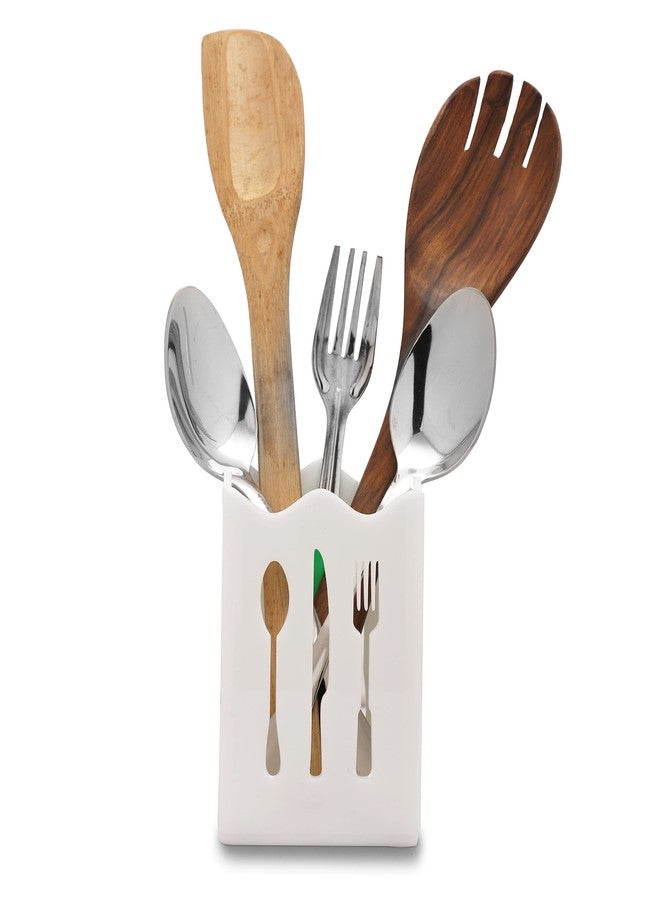 BARCROCK Cutlery Holder For Dining Table and Kitchen spoon, wooden spoon, Kinfe & forks Storges (White) - Image 3