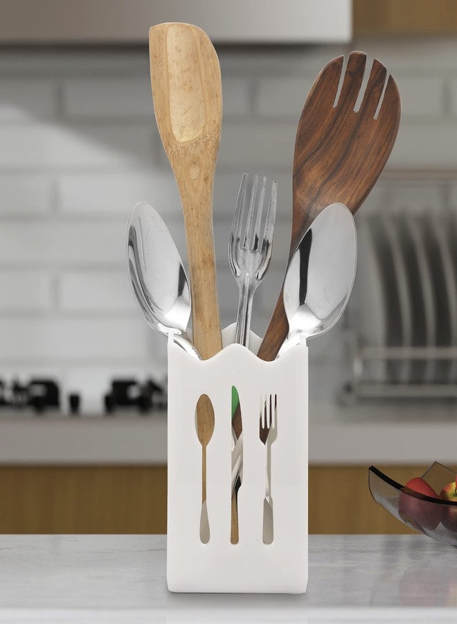 BARCROCK Cutlery Holder For Dining Table and Kitchen spoon, wooden spoon, Kinfe & forks Storges (White) - Image 1
