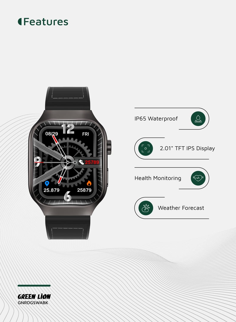 GREEN LION Smart Watch Ridge with Working Time 5 Days & Waterproof IP65 Always On Display / Bluetooth Calls / Magnetic Charging / Exercise Records / Watches Compatible With Android iOS / Music Player - Black - Image 2