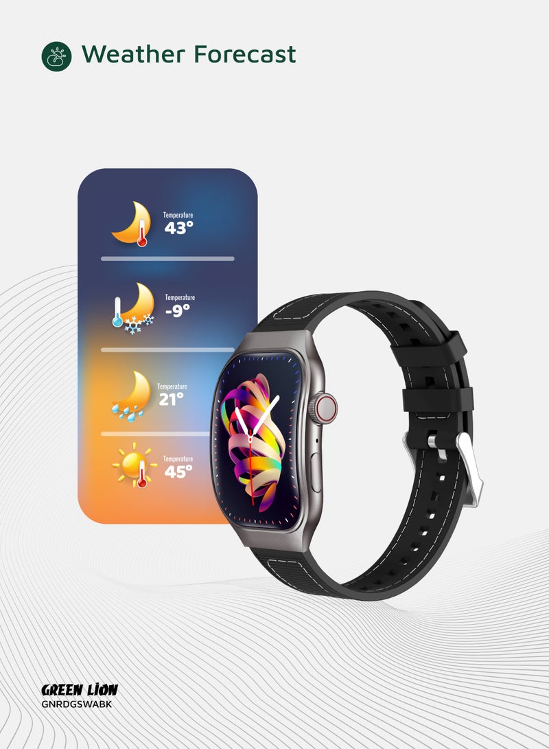 GREEN LION Smart Watch Ridge with Working Time 5 Days & Waterproof IP65 Always On Display / Bluetooth Calls / Magnetic Charging / Exercise Records / Watches Compatible With Android iOS / Music Player - Black - Image 4