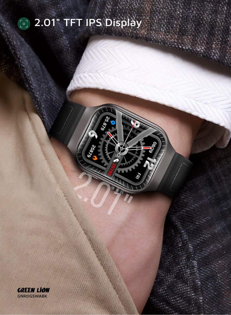 GREEN LION Smart Watch Ridge with Working Time 5 Days & Waterproof IP65 Always On Display / Bluetooth Calls / Magnetic Charging / Exercise Records / Watches Compatible With Android iOS / Music Player - Black - Image 3