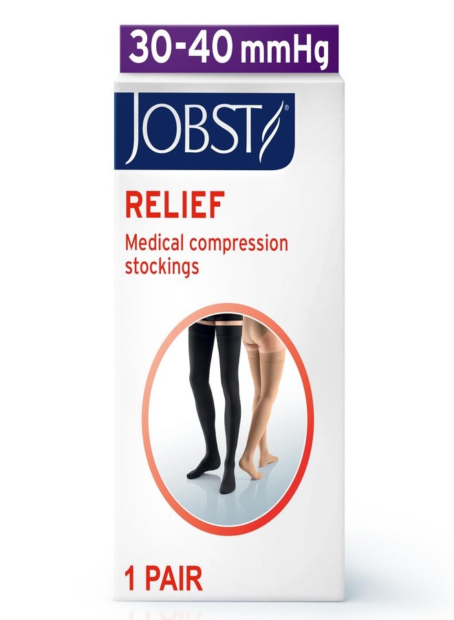 جوبست جوارب ضغط JOBST لتخفيف الضغط، 30-40 مم زئبق، تصل إلى أعلى الفخذ، مع شريط سيليكون منقط، مغلقة من الأمام - Image 2