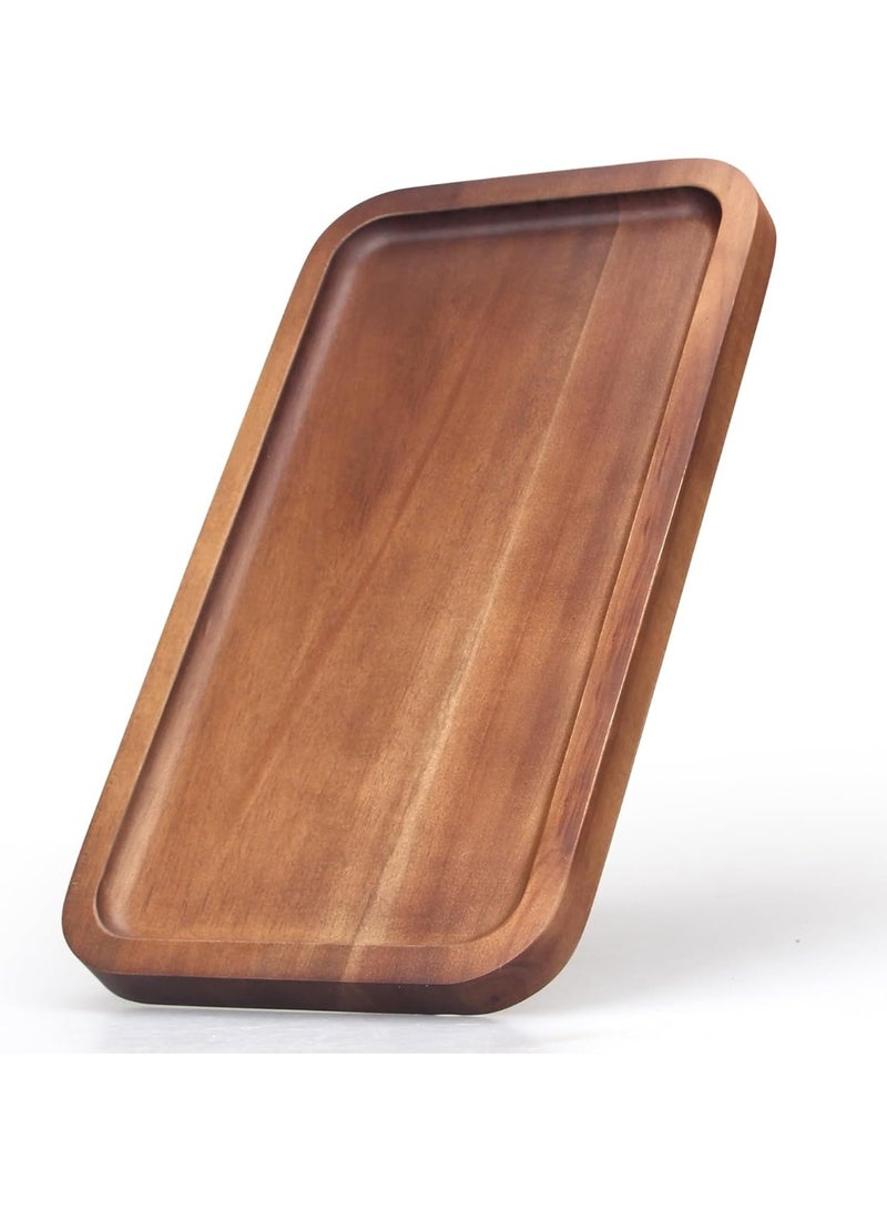 صينية تقديم من خشب الأكاسيا الطبيعي – لوحة تقديم مستطيلة (24×14 سم) لتقديم الجبن والحلويات والوجبات الخفيفة، ديكور للمطبخ والحمام والمنزل - Image 1