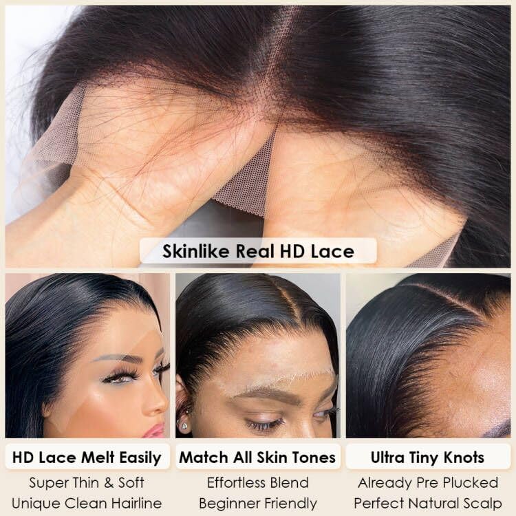 Flady 12 inch Straight Bob Wig Human Hair 13x4 HD Frontal Lace Wig Short Bob Wigs for Women Glueless Bob Lace Front Wigs Human Hair Pre Plucked 150% Density Natural Black Color - Image 4