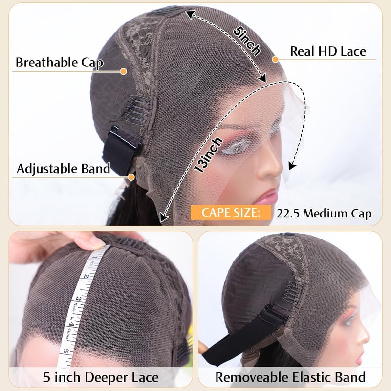 Flady 12 inch Straight Bob Wig Human Hair 13x4 HD Frontal Lace Wig Short Bob Wigs for Women Glueless Bob Lace Front Wigs Human Hair Pre Plucked 150% Density Natural Black Color - Image 5