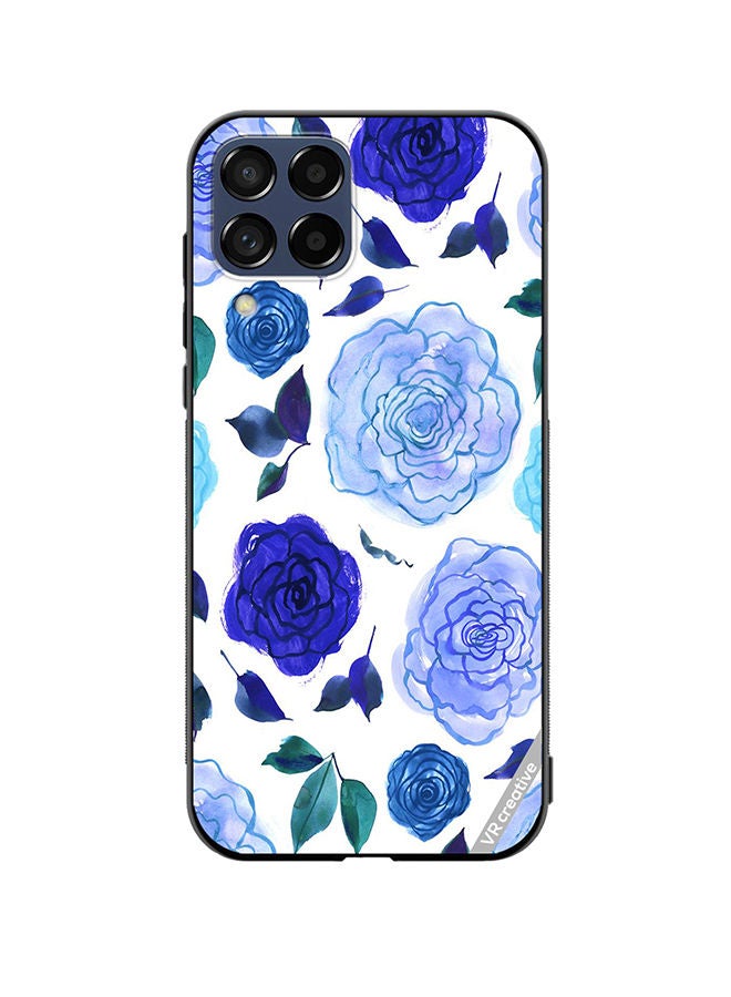 VR CREATIVE Protective Case Cover For Samsung Galaxy M33 Blue Smot Flower Design Multicolour - Image 1