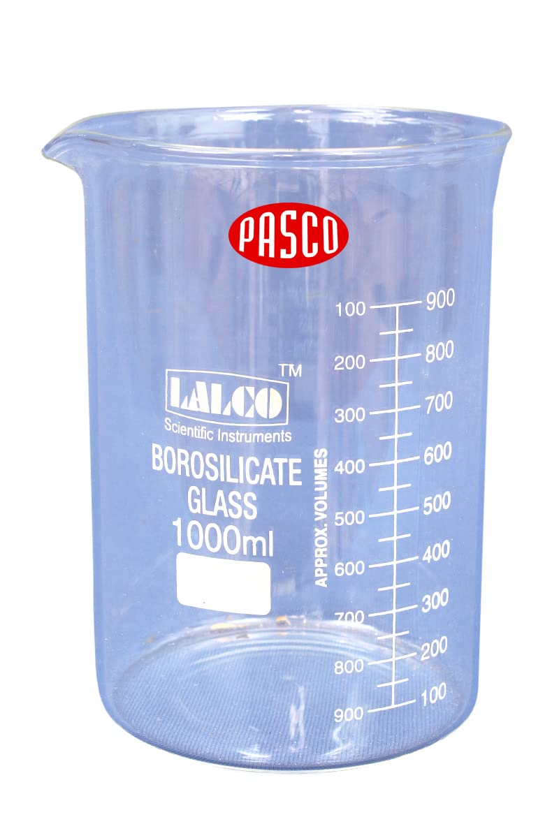 Pasco Borosilicate Glass Beaker 1000ML For Scientific Research with Graduation Marks