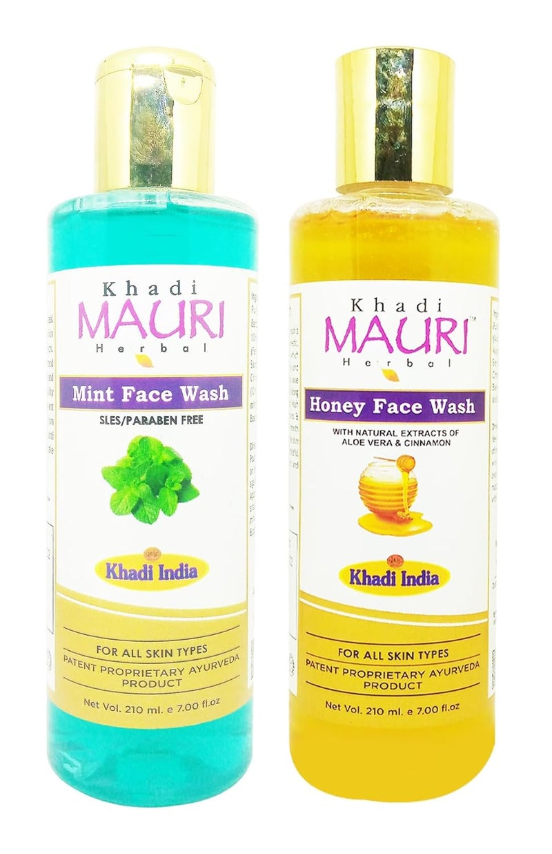 Khadi Mauri Honey Fairness Mint face wash Pack of 2 420ml