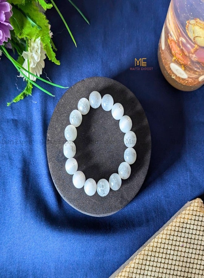 Maitri Export Natural Crystal Healing Stone 12mm Round Smooth Beads Stretchable Bracelet For Men, Women, Healing, Meditation, Prosperity, Good Luck (Selenite) - Image 5