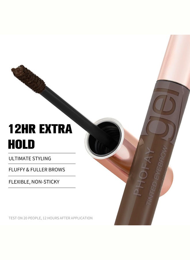 PHOFAY Tinted Eyebrow Gel, Long-Lasting Waterproof Smudge-Proof Natural Brow Mascara with Precision Spoolie Brush,02# Black - Image 3