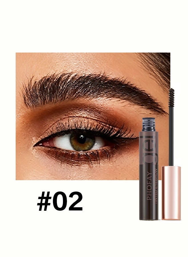 PHOFAY Tinted Eyebrow Gel, Long-Lasting Waterproof Smudge-Proof Natural Brow Mascara with Precision Spoolie Brush,02# Black - Image 2