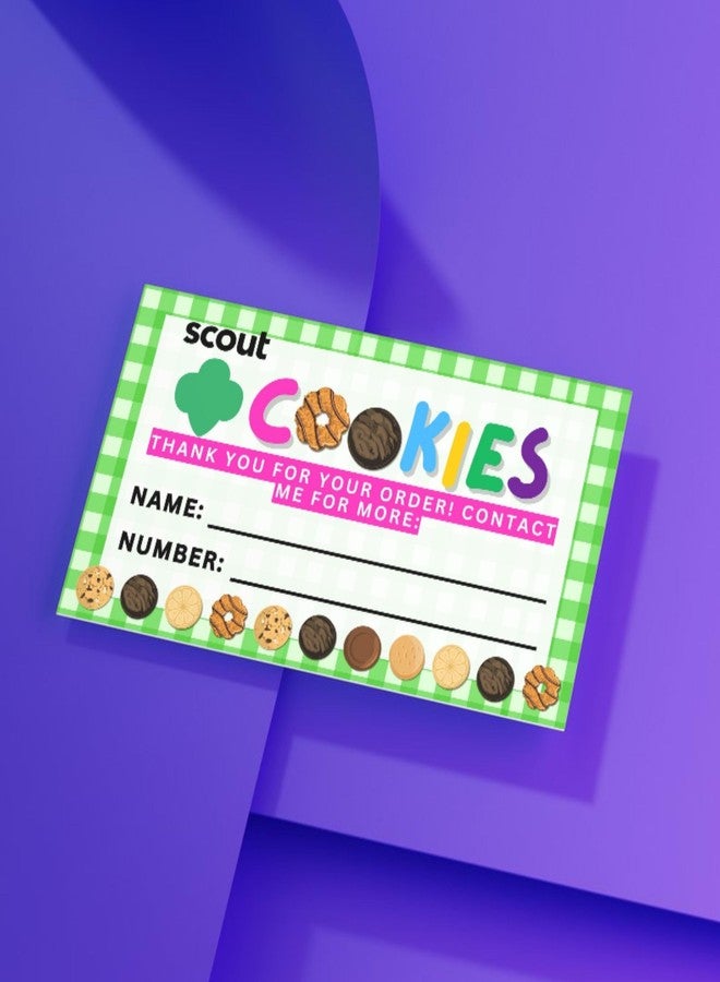 Lashicorn Scout Cookies Reorder Card | 50 pk 3.5x2” Thank You for Your Order Name Troop Number Leader Cookie Box Label Tag Green Checkered - Image 5