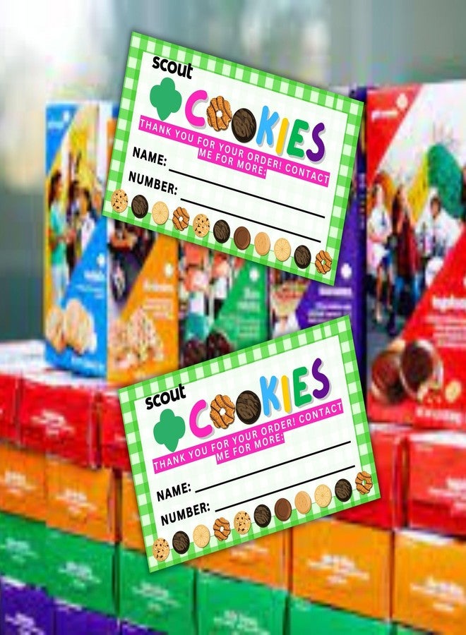 Lashicorn Scout Cookies Reorder Card | 50 pk 3.5x2” Thank You for Your Order Name Troop Number Leader Cookie Box Label Tag Green Checkered - Image 4