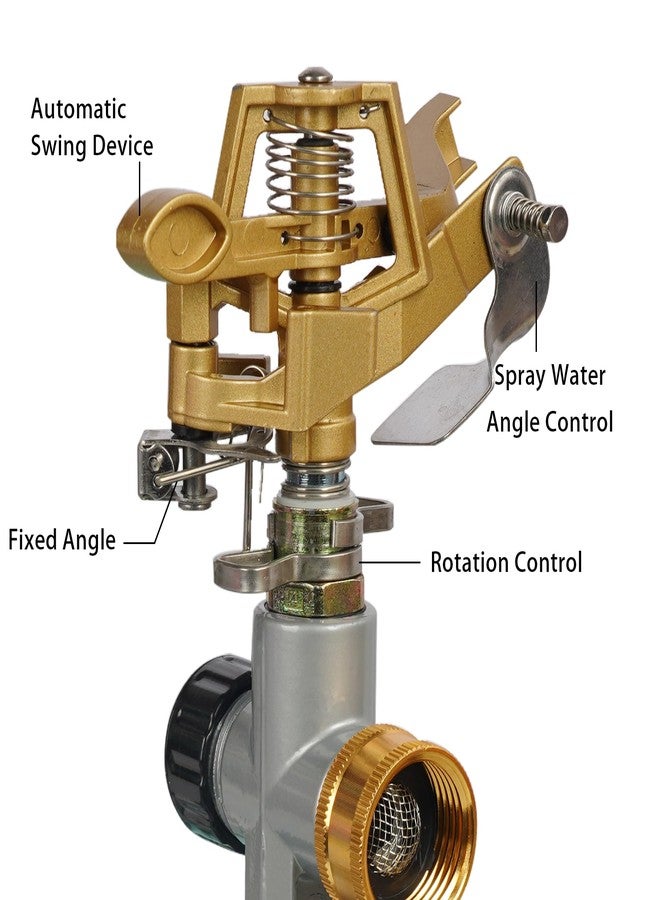 مجموعة ليولو تول المكونة من قطعتين من رشاشات المياه المصنوعة من سبائك الزنك، رأس رشاش مياه نابض على قاعدة مدببة، رشاشات مياه قابلة للتعديل لريّ المساحات الكبيرة من الفناء والحديقة - Image 3