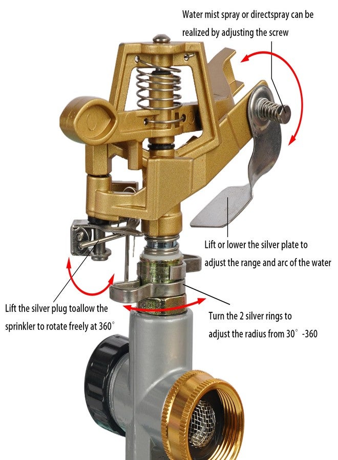 مجموعة ليولو تول المكونة من قطعتين من رشاشات المياه المصنوعة من سبائك الزنك، رأس رشاش مياه نابض على قاعدة مدببة، رشاشات مياه قابلة للتعديل لريّ المساحات الكبيرة من الفناء والحديقة - Image 4