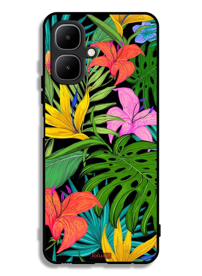 Tolwak Tecno Pop 10 Protective Case Cover Pattern Tropical Flowers Leaves