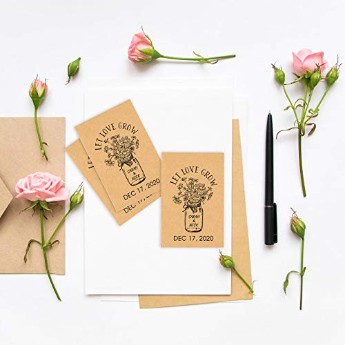 CINPIUK Wedding Favor Seed Packets, 100PCS Let Love Grow Self Adhesive Seed Packets Mason Jar Flowers Retro Kraft Envelopes Seeds Storage Paper Packets for Rustic Wedding Baby Shower Favors - Image 2