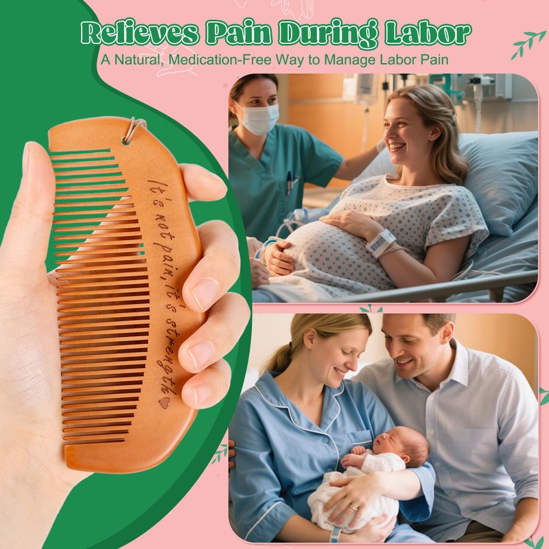 Arrozon 2 Pcs Labor Comb & Massage Roller Ball Kit, Birthing Pregnancy and Hospital Bag Must Haves, PostPartum Home Delivery Essentials, Wooden Birth Comb Pain Relief Baby Shower Gifts for Mom - Image 5