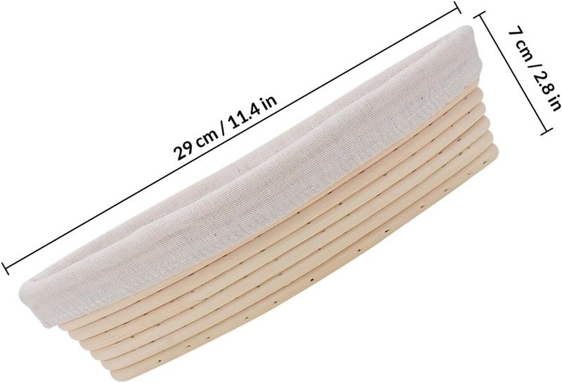 Rattan Woven Bread Basket with Linen Liner 29×12.5×7cm Dough Proofing Basket for Artisan Sourdough Baking for Home Bakers - Image 2