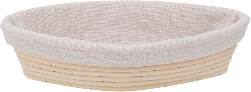 Rattan Woven Bread Basket with Linen Liner 29×12.5×7cm Dough Proofing Basket for Artisan Sourdough Baking for Home Bakers - Image 1