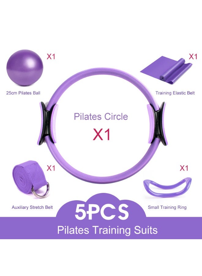 والالا مجموعة أدوات بيلاتس مكونة من 5 قطع للنساء لممارسة البيلاتس في المنزل، تتضمن حلقة بيلاتس سحرية، أحزمة مقاومة لتمارين الأرداف، كرة يوجا مقاس 25 سم، وحزام مقاومة على شكل رقم 8، وأحزمة يوجا للتمدد. - Image 3